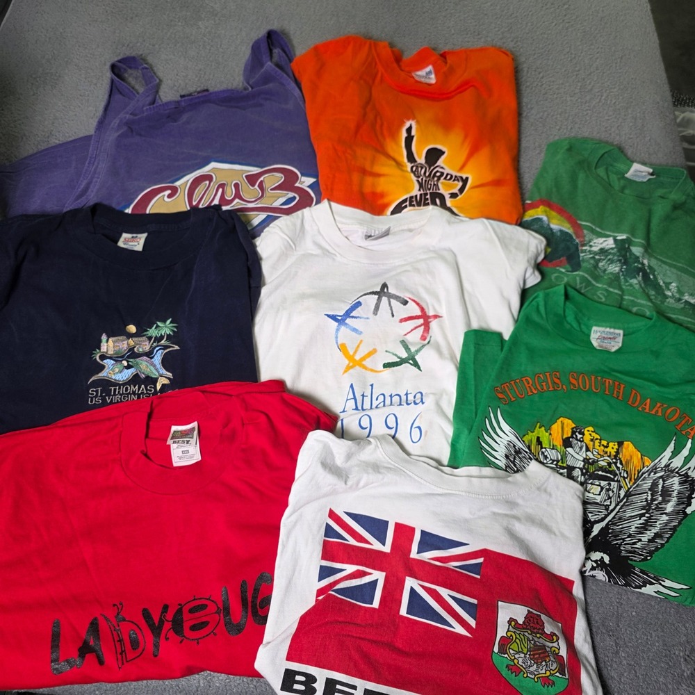 Vintage Graphic T-Shirt Bundle Mens XL XXL Mixed Lot Atlanta Olympics Bermuda 8p